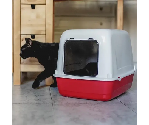 Закрытый туалет - бокс для кошек Ferplast Ariel 10 Home (Ферпласт Ариел 10 Хом) Бордовый