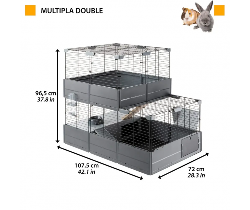 Двухэтажная модульная клетка для кроликов с аксессуарами Ferplast Multipla Double (Ферпласт Мультипла Дабл)