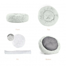 Пухнасте м'яке місце — лежак для собак Best Friends Donut Shag Taupe (Бест Френд Бежева елегантність) 58 х 58 см, Морозний іній — Сірий