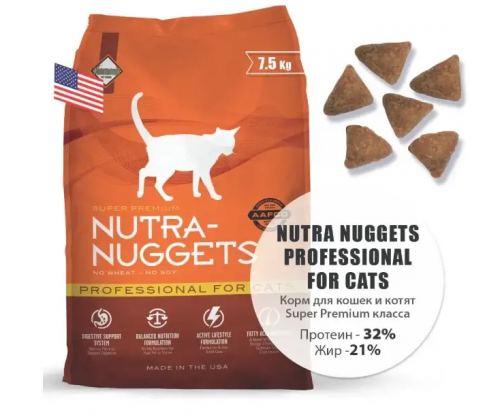 Nutra Nuggets Professional Cat (Нутра Нагетс Профешинал) сухой корм с курицей для беременных и кормящих кошек