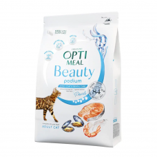 OptiMeal Beauty Podium Shiny Coat Dental Care (ОптиМил Б'юті Поіум) сухий корм для котів для блискучої вовни