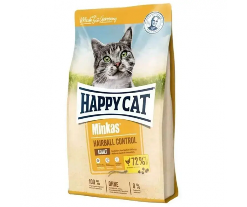 Happy Cat Minkas Hairball Control (Хеппі Кет Мінкас Хербал) корм для котів із птицею від грудок шерсті в ШКТ 15 кг