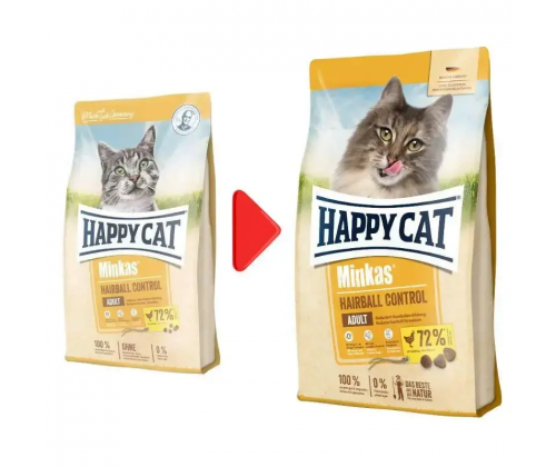 Happy Cat Minkas Hairball Control (Хеппі Кет Мінкас Хербал) корм для котів із птицею від грудок шерсті в ШКТ 15 кг