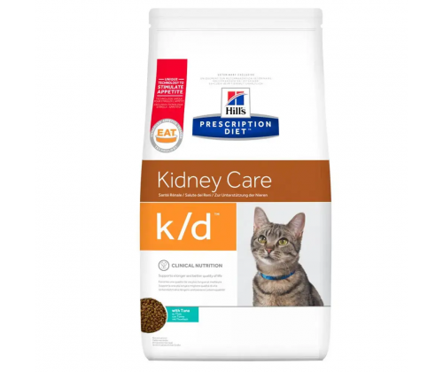 Hills Prescription Diet Feline k/d (Хиллс ПД Филайн к/д Тунец) корм для котов для почек и сердца 5 кг.