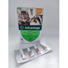 Капли на холку от блох и клещей для котов и кроликов Bayer Advantage 40 №4 (Байер Адвантейдж) до 4 кг 4 пипет.