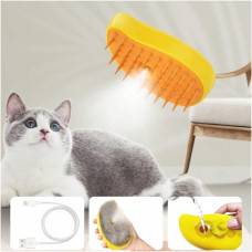 Паровая щетка - расческа для домашнего груминга котов и собак 3 в 1 Cat Steam Brush (Кет Стим Браш) Желтый/Оранжевый