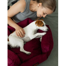 Лежак для собак и котов Happy Peppy (Хэппи Пеппи) Voyage 50 х 50 см., Бордовый