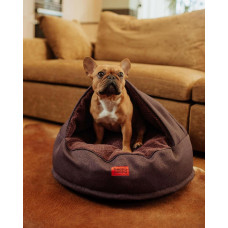 Лежак для собак и котов Happy Peppy (Хэппи Пеппи) Hoodie холлофайбер Коричневый