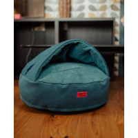 Лежак для собак и котов Happy Peppy (Хэппи Пеппи) Hoodie холлофайбер Зеленый