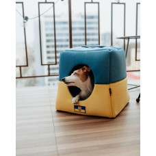 Домик трансформер для собак и котов Happy Peppy (Хэппи Пеппи) Smart Home 40 х 40 х 40 см, Бело-синий