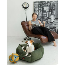 Лежак для собак и котов Happy Peppy (Хэппи Пеппи) Voyage 50 х 50 см., Темно-зеленый