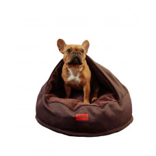 Лежак для собак и котов Happy Peppy (Хэппи Пеппи) Hoodie холлофайбер Коричневый