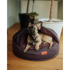 Лежак для собак и котов Happy Peppy (Хэппи Пеппи) Hoodie холлофайбер Коричневый