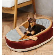 Лежак для собак и котов Happy Peppy (Хэппи Пеппи) Slipper Коричневый с бежевым