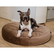 Круглый лежак для котов и собак Happy Peppy (Хэппи Пеппи) Макаронс 90 х 90 см., Коричневый