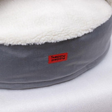 Лежак для собак и котов Happy Peppy (Хэппи Пеппи) Hoodie мемори Серый с мехом