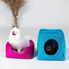 Домик трансформер для собак и котов Happy Peppy (Хэппи Пеппи) Smart Home 40 х 40 х 40 см, Синий