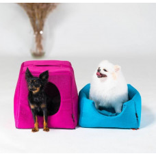 Домик трансформер для собак и котов Happy Peppy (Хэппи Пеппи) Smart Home 40 х 40 х 40 см, Синий