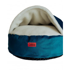 Лежак для собак и котов Happy Peppy (Хэппи Пеппи) Hoodie мемори Синий с мехом