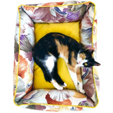 Лежак для собак и котов Happy Peppy (Хэппи Пеппи) Flowerbed 50х70 см, Желтый