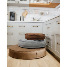 Круглый лежак для котов и собак Happy Peppy (Хэппи Пеппи) Макаронс 70 х 70 см., Серый