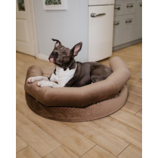 Круглый лежак для котов и собак Happy Peppy (Хэппи Пеппи) Макаронс 90 х 90 см с валиком