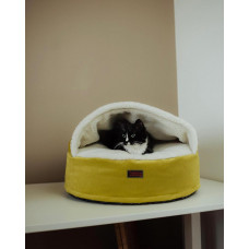 Лежак для собак и котов Happy Peppy (Хэппи Пеппи) Hoodie мемори Светло-зеленый с мехом