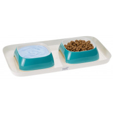 Миски на подносе для собак и кошек Ferplast Glam Tray (Ферпласт Глем Трей) 40 х 23 х h 5.5 см - 0.8 L - SMALL, Бирюзовый