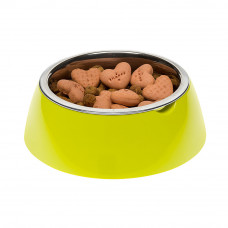 Металлическая миска для собак и кошек с подставкой Ferplast Jolie (Ферпласт Джоли) 20 х h 6.7 см - 0.85 L - MEDIUM, Салатовый