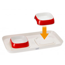 Миски на подносе для собак и кошек Ferplast Glam Tray (Ферпласт Глем Трей) 40 х 23 х h 4.5 см - 0.4 L - EXTRA SMALL, Красный