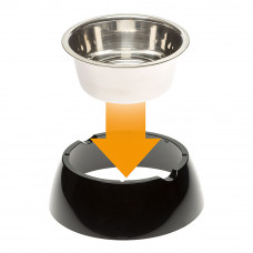 Металлическая миска для собак и кошек с подставкой Ferplast Jolie (Ферпласт Джоли) 23.3 x h 7.5 см - 1.2 L - LARGE, Черный