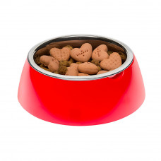 Металлическая миска для собак и кошек с подставкой Ferplast Jolie (Ферпласт Джоли) 20 х h 6.7 см - 0.85 L - MEDIUM, Красный