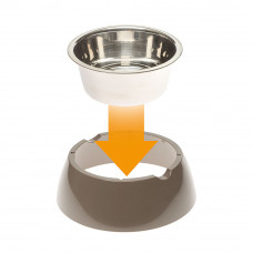 Металлическая миска для собак и кошек с подставкой Ferplast Jolie (Ферпласт Джоли) 20 х h 6.7 см - 0.85 L - MEDIUM, Бежевый