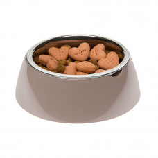 Металлическая миска для собак и кошек с подставкой Ferplast Jolie (Ферпласт Джоли) 20 х h 6.7 см - 0.85 L - MEDIUM, Бежевый