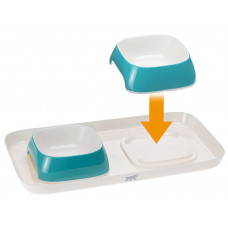Миски на подносе для собак и кошек Ferplast Glam Tray (Ферпласт Глем Трей) 40 х 23 х h 5.5 см - 0.8 L - SMALL, Бирюзовый