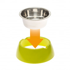 Металлическая миска для собак и кошек с подставкой Ferplast Jolie (Ферпласт Джоли) 20 х h 6.7 см - 0.85 L - MEDIUM, Салатовый