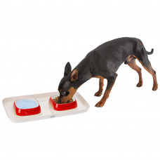Миски на подносе для собак и кошек Ferplast Glam Tray (Ферпласт Глем Трей) 40 х 23 х h 4.5 см - 0.4 L - EXTRA SMALL, Красный