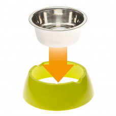 Металлическая миска для собак и кошек с подставкой Ferplast Jolie (Ферпласт Джоли) 23.3 x h 7.5 см - 1.2 L - LARGE, Салатовый