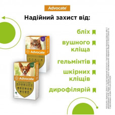 Капли на холку для собак 10-25 кг от блох, клещей, вшей, гельминтов Advocate Bayer Animal (Адвокат) 3х2.5 мл
