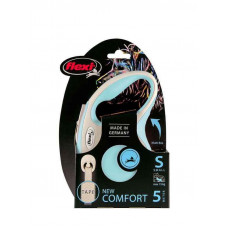 Поводок - рулетка для собак малых пород до 15 кг. с лентой 5 м. Flexi New Comfort S (Флекси Нью Комфорт С) Голубой