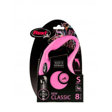 Поводок - рулетка для собак маленьких пород до 12 кг. с лентой 8 м. Flexi New Classic S (Флекси Нью Класик С) Розовый