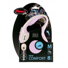 Поводок - рулетка для собак средних пород до 20 кг. с тросом 8 м. Flexi New Comfort М (Флекси Нью Комфорт М) Розовый