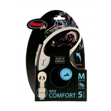 Поводок - рулетка для собак средних пород до 25 кг. с лентой 5 м. Flexi New Comfort М (Флекси Нью Комфорт М) Черный