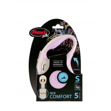 Поводок - рулетка для собак малых пород до 15 кг. с лентой 5 м. Flexi New Comfort S (Флекси Нью Комфорт С) Розовый