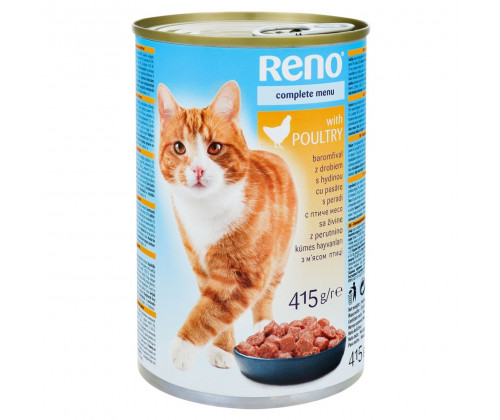 Влажный корм для котов Reno (Рено) с птицей 415 г х 24 шт.