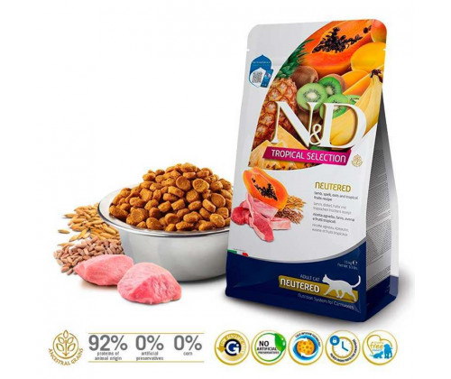 Farmina (Фармина) N&D Tropical Selection Neutered Lamb Ягненок Фрукты сухой корм для кошек стерилизованных 10 кг