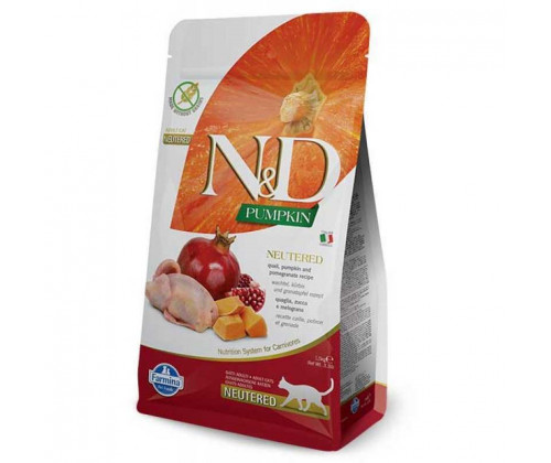 Farmina (Фармина) N&D Grain Free Neutered Pumpkin Перепел Гранат беззерновой корм для кошек стерилизованных