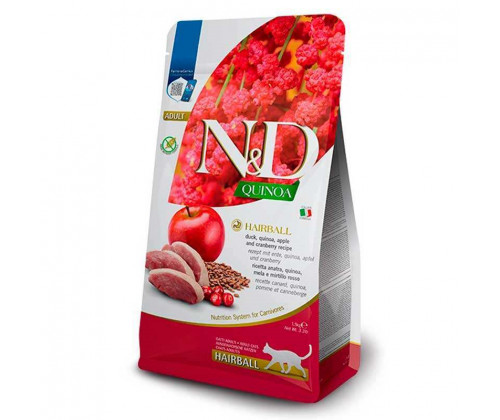 Farmina (Фармина) N&D Quinoa Hairball Adult Cat Качка Киноа сухой корм для котов для выведения шерсти 1.5 кг