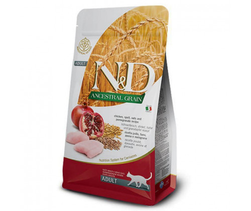 Farmina (Фармина) N&D Low Grain Cat Chicken Pomegranate Adult Курица Гранат сухой низкозерновой корм для котов 1.5 кг.