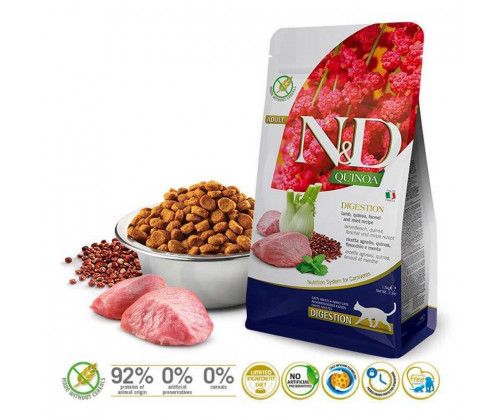 Farmina (Фармина) N&D Quinoa Digestion Adult Cat Ягненок Киноа сухой корм для котов при нарушениях пищеварения 5 кг